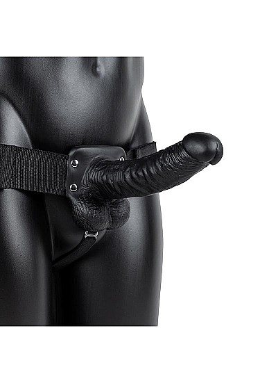 Hollow Strap-on with Balls 18 cm - Svart