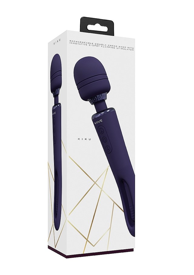 Kiku - Rechargeable Double Ended Wand with Innovative G-Spot Flapping Stimulator - Purple