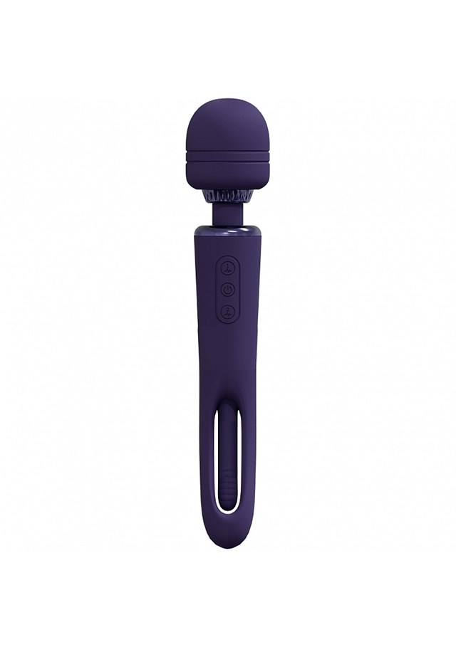 Kiku - Rechargeable Double Ended Wand with Innovative G-Spot Flapping Stimulator - Purple