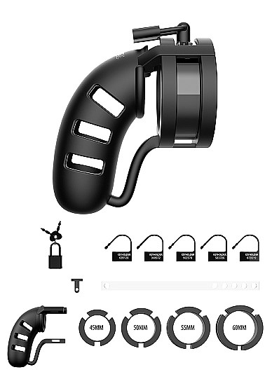 Model 19 - Chastity - 4.5"" - Silicone Cage Ballsplitter - Black