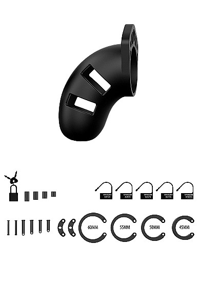 Model 20 - Chastity - 3.5"" - Silicone Cock Cage - Black