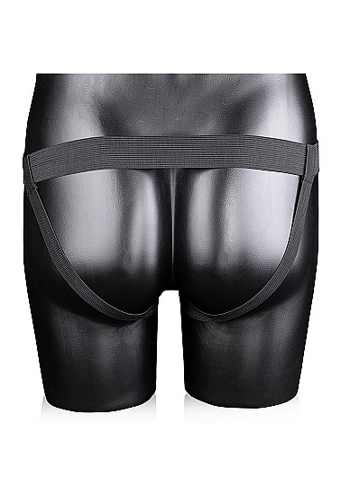 Textured Curved Hollow Strap-on 20 cm - Black