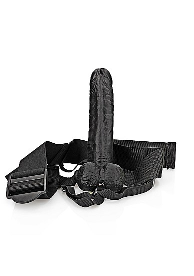 Hollow Strap-on with Balls 18 cm - Svart