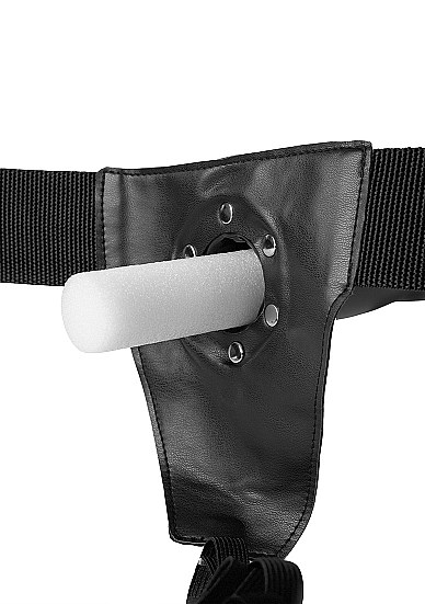 Textured Curved Hollow Strap-on 20 cm - Black