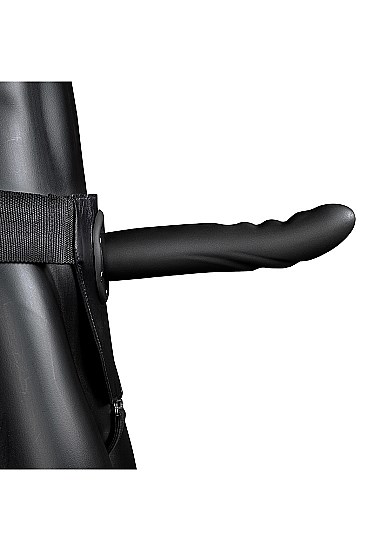 Textured Curved Hollow Strap-on 20 cm - Black