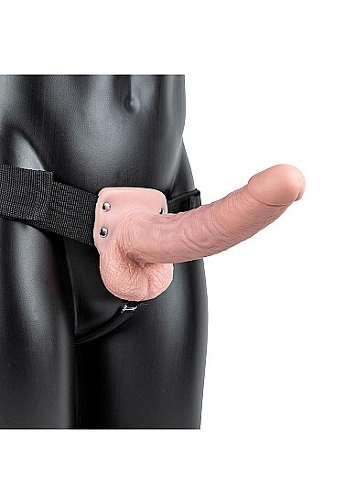 Hollow Strap-on with Balls 23 cm - White