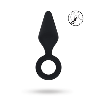 Silicone Anal Plug With Loop - L - Black