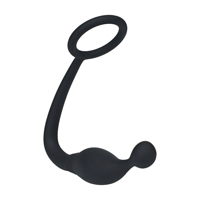 Silicone Cockring with Prostate Stimulator - S - Black