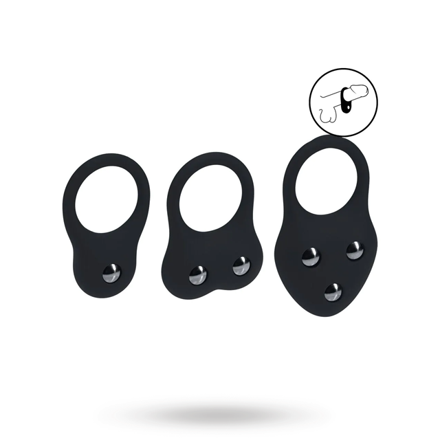 Silicone Training Cockring Set of 3 - S/M/L - Black