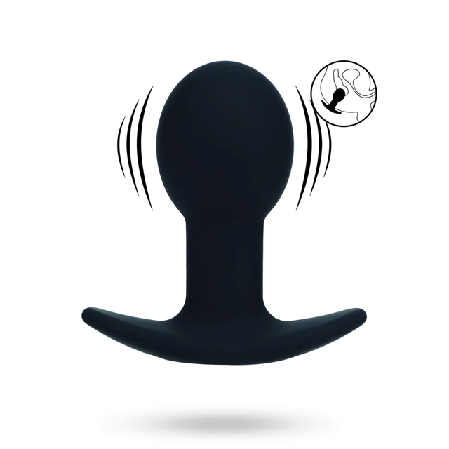 Single Bulb Vibrating Silicone Anal Plug - Black