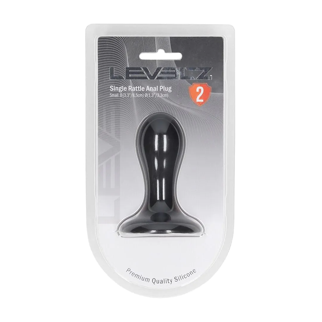 Single Rattle Liquid Silicone Anal Plug - S - Black