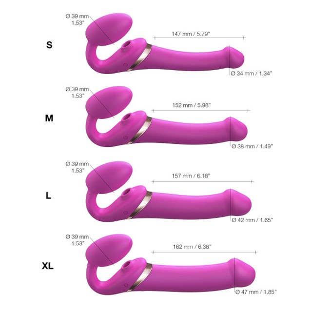 MULTI ORGASM BENDABLE STRAP-ON - S - FUCHSIA