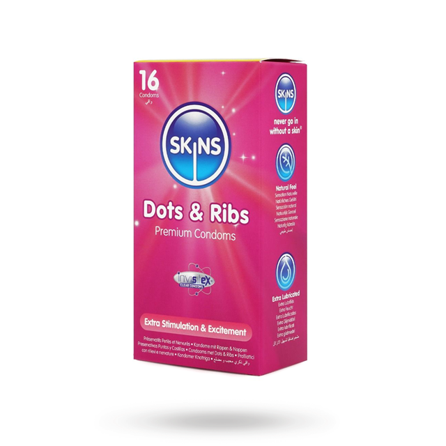 Skins Dots & Ribs Kondomer 16-pack
