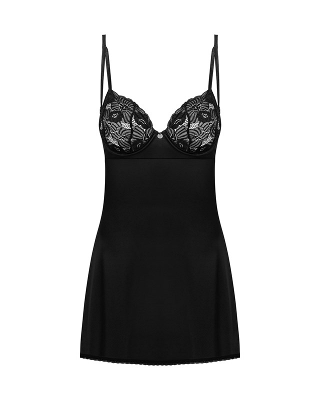 SERENA LOVE - BLACK CHEMISE & THONG