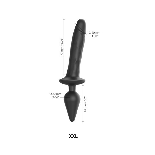 SWITCH PLUG-IN REALISTIC DILDO BLACK - XXL