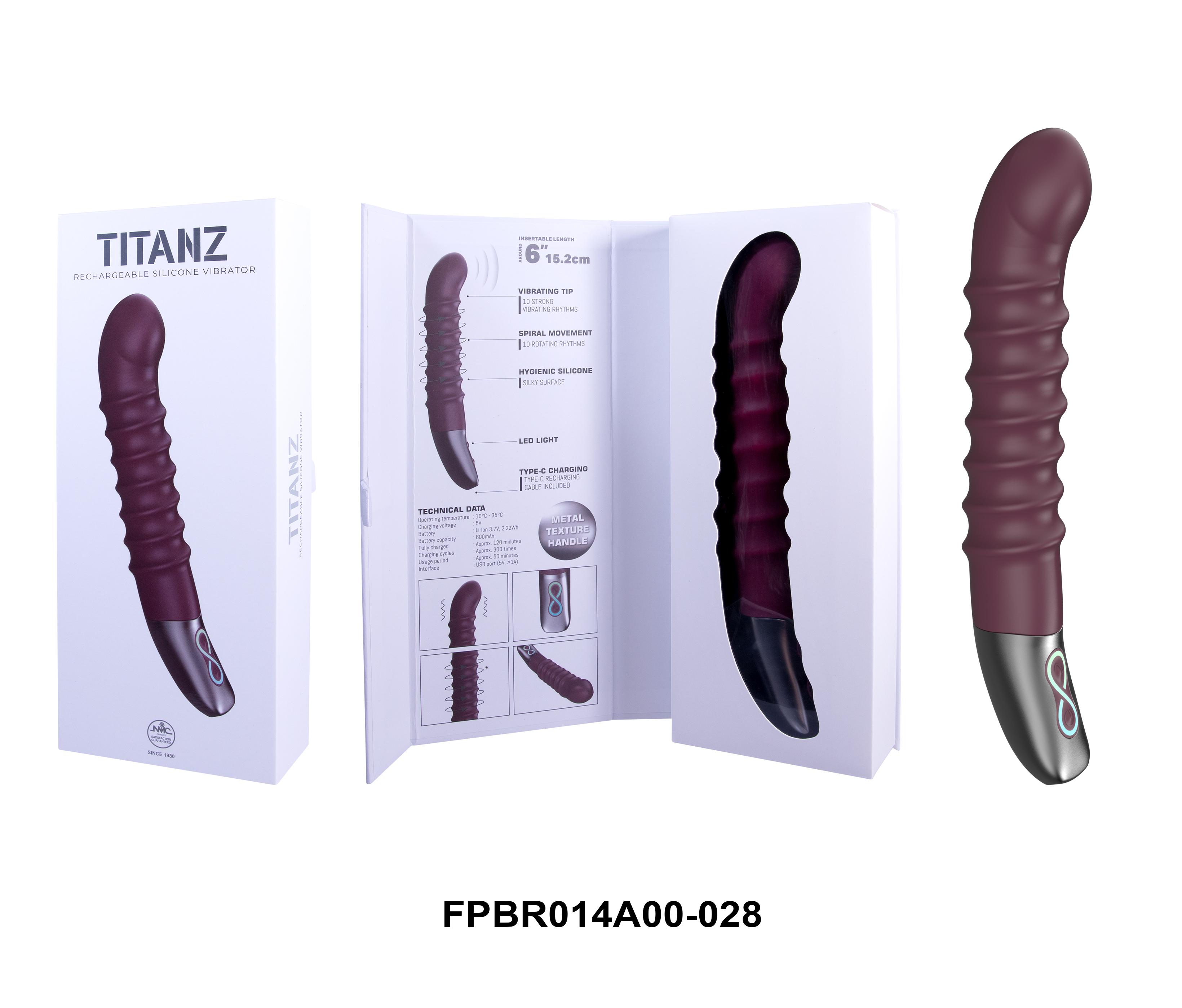 Titanz Rotating Ribbed Beaded G-Spot Vibrator