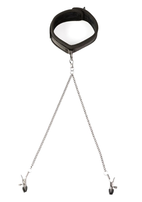 Twin Tweaks Velvet Collar With Nipple Clamps