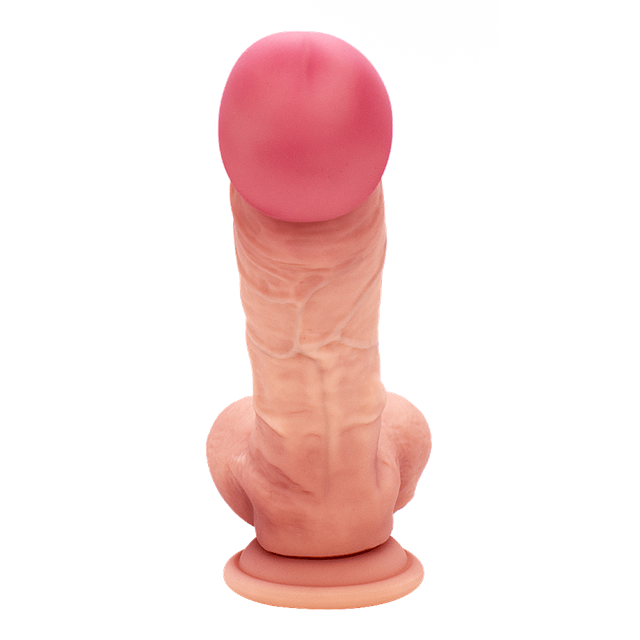 Ultra-Realistic Curved Silicone Dildo With Balls 21 cm