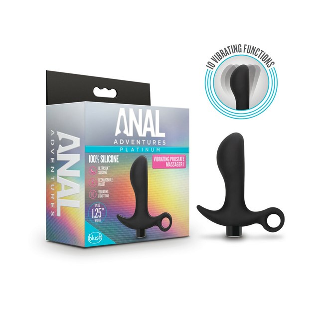 Anal Adventures Platinum - Silicone Vibrating Prostate Massager 01 - Black