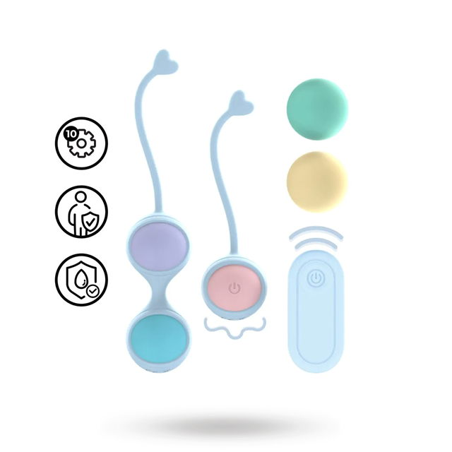 Vibrating and 5 Weight Interchangeable Kegel Kit with RC - Purple