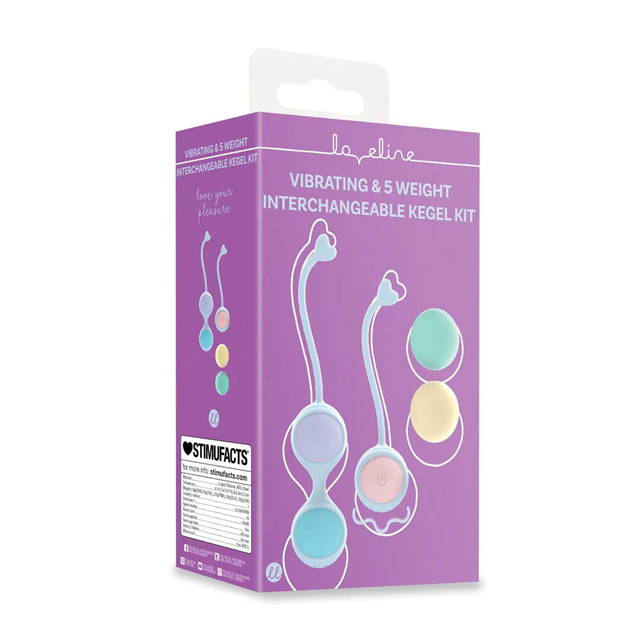 Vibrating and 5 Weight Interchangeable Kegel Kit with RC - Purple