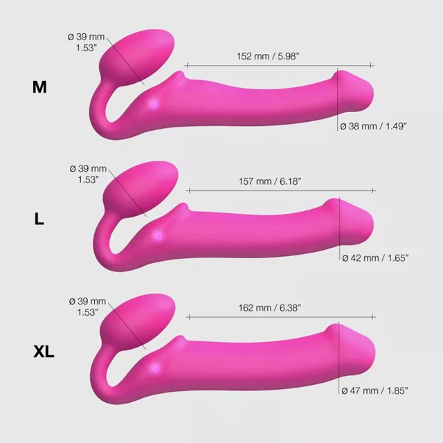 Vibrating Bendable Strap-On - Fuchsia Medium