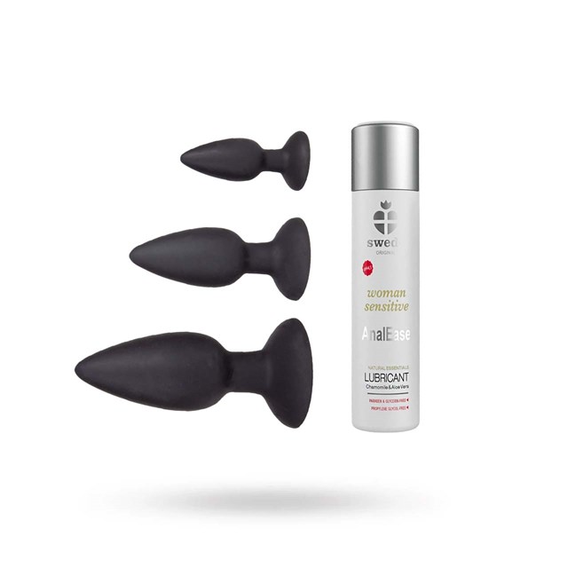 SETT MED 3 ANALPLUGGER & SWEDE SENSITIVE ANALEASE GLIDEMIDDEL