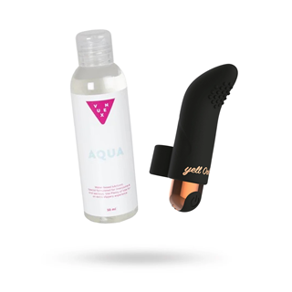 Kit Med Yellooh The Perfect Finger Vibe & Vuxen Aqua Vannbasert Glidemiddel 50 Ml