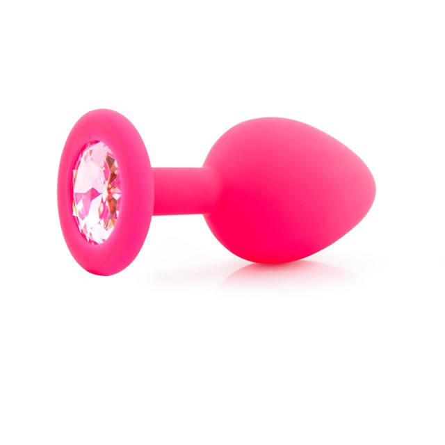 Medium Silikonplugg med Vakker Sten - Rosa