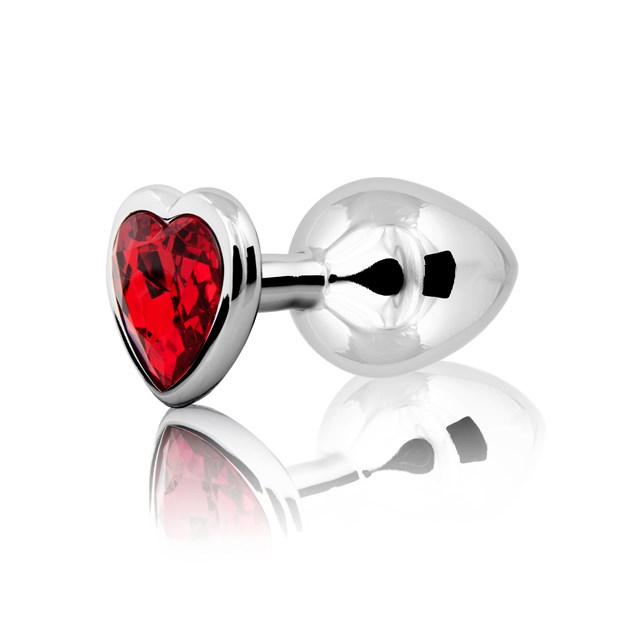 Loving Heart Medium Plug - Silver/Red