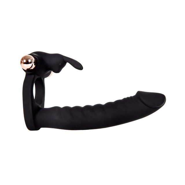 Double Penetrator med oppladbar gullfarget vibrator