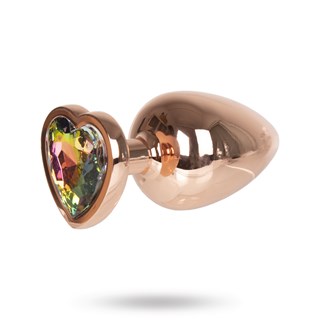 Metal Heart Plug Gold Rose - Large 8 Cm