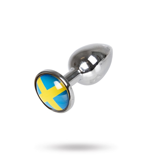 Analplugg med Sveriges flagg - Medium 7 cm