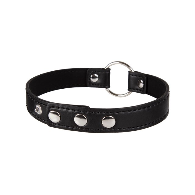 Choker Collar with Decorative Ring - Black