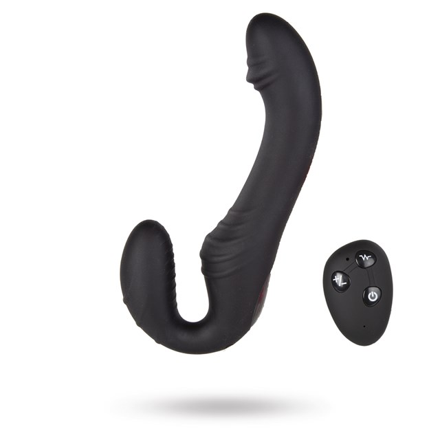 Triple Vibration Strap-On Vibrator Wireless Remote - Black