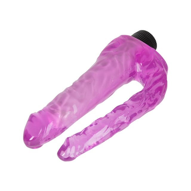 Double Penetrating Vibrating Jelly Dildos - Purple