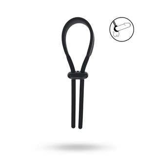 Wide Adjustable Silicone Lasso Cockring - 5mm - Black