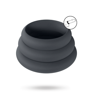 Wide O Silicone Cockring Set Of 3 - S/m/l - Black
