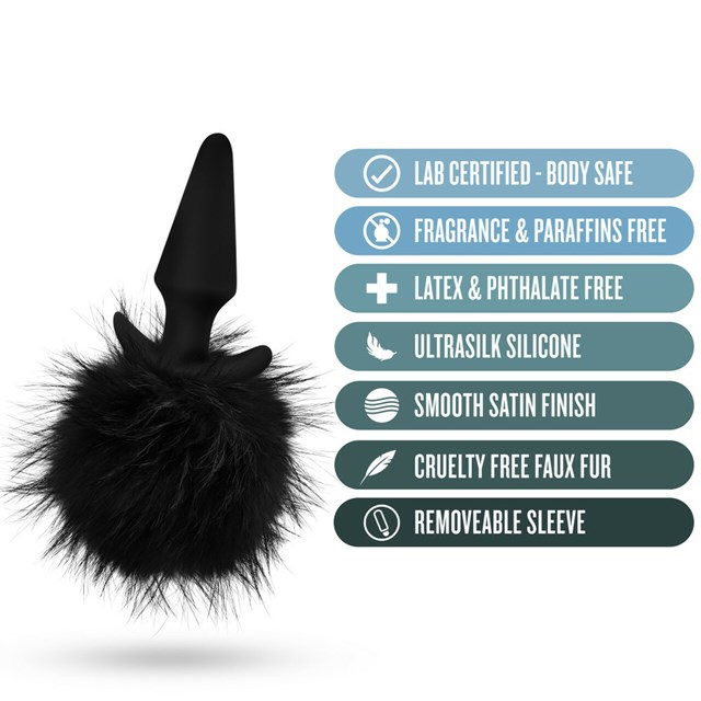 Anal Adventures Platinum - Rabbit Tail Plug - Black