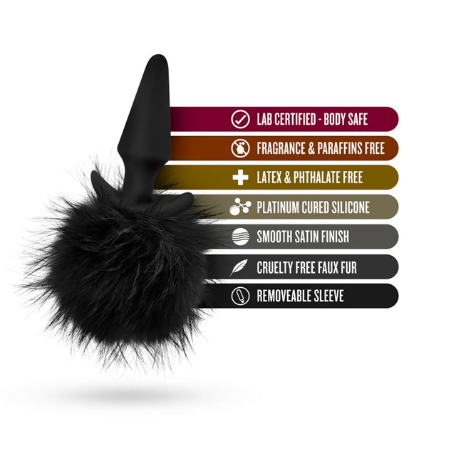 Bunny Tail Pom Plug - Svart