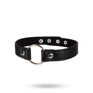Choker Collar With Decorative Ring - Black