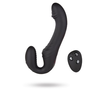 Triple Vibration Strap-on Vibrator Wireless Remote - Black